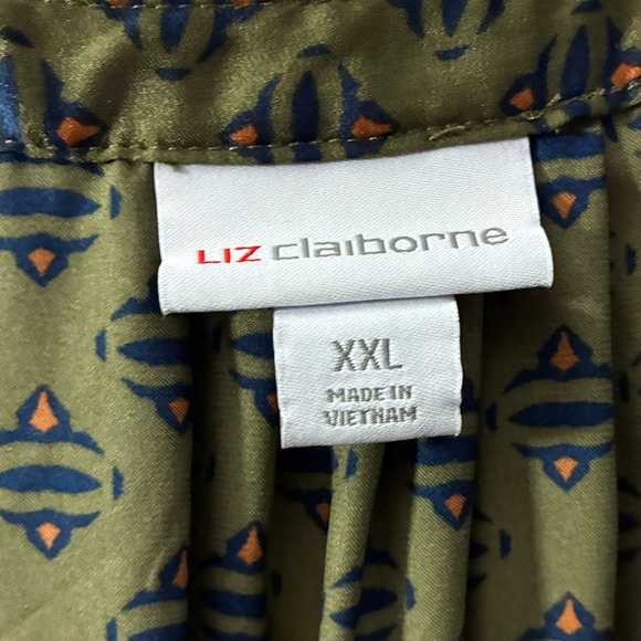 Liz Claiborne Burnt Olive Geo Blouse XXL - Picture 13 of 14